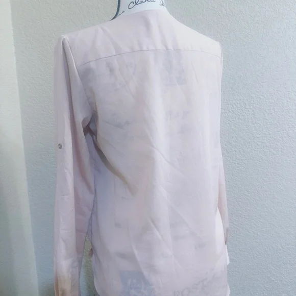 Calvin Klein Light Pink Draped Blouse with Gold Details - Picture 7 of 7
